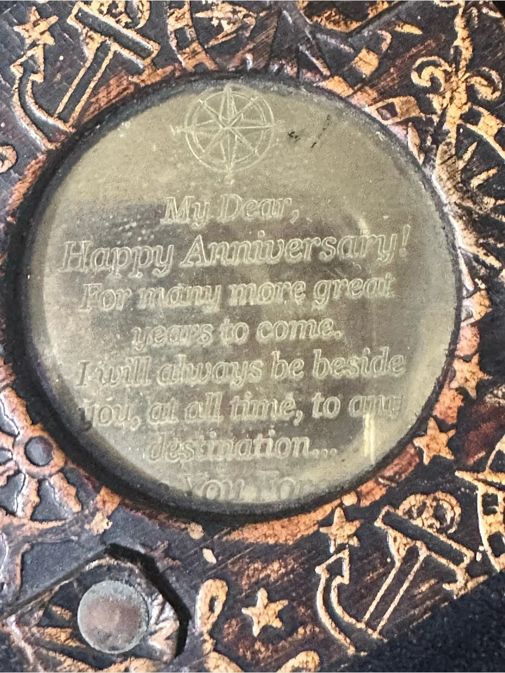 Antique style brass sundial compass
